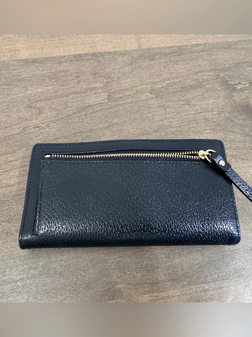 kate spade Black Textured Leather Card & Key Holder with Gold Logo